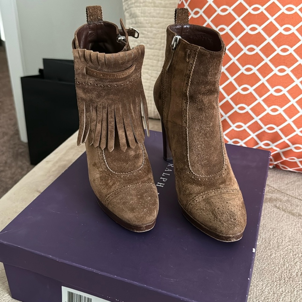 Brown Suede Booties SZ 8